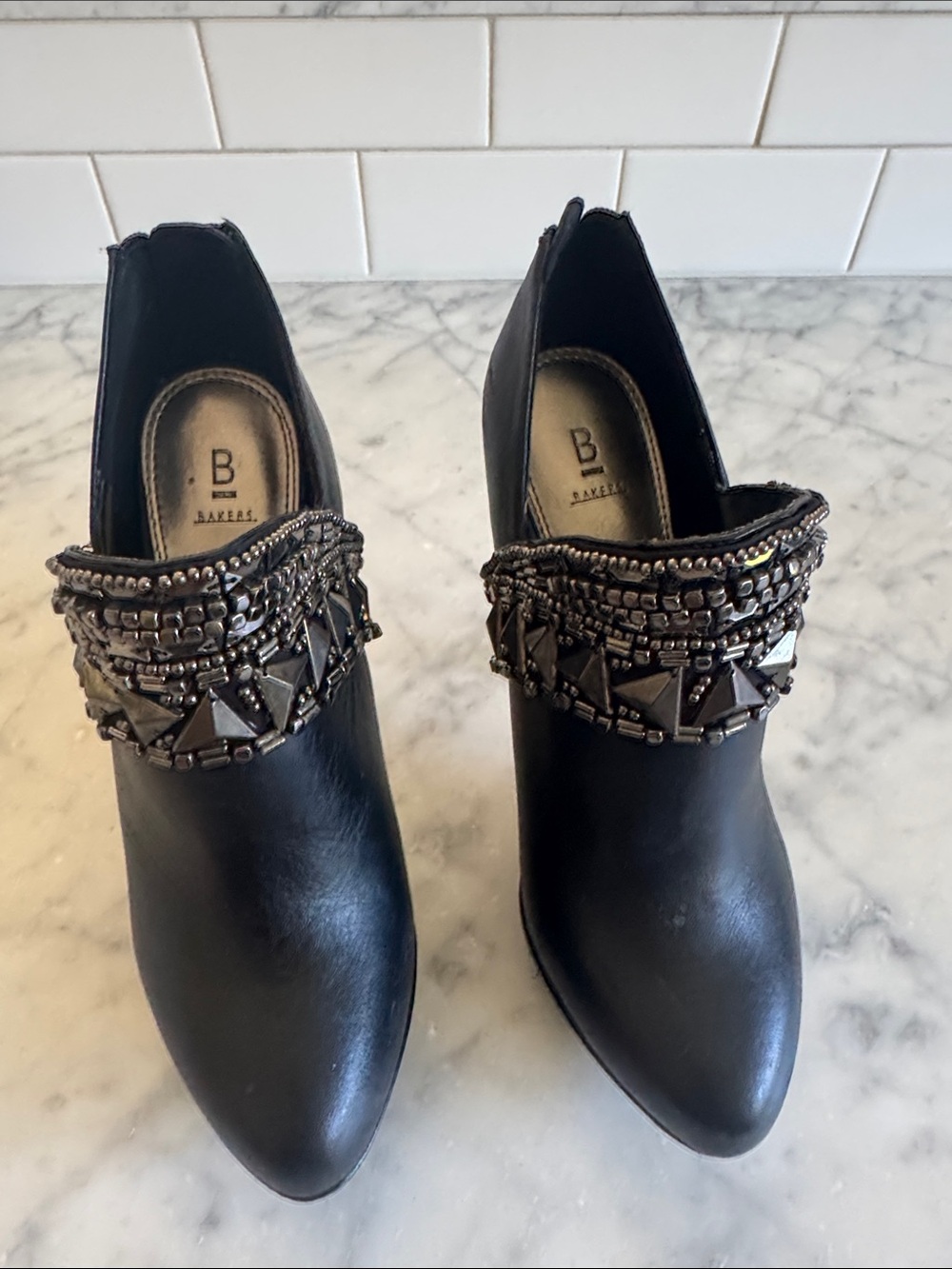Bakers Black Embellished Pointed Ankle Booties